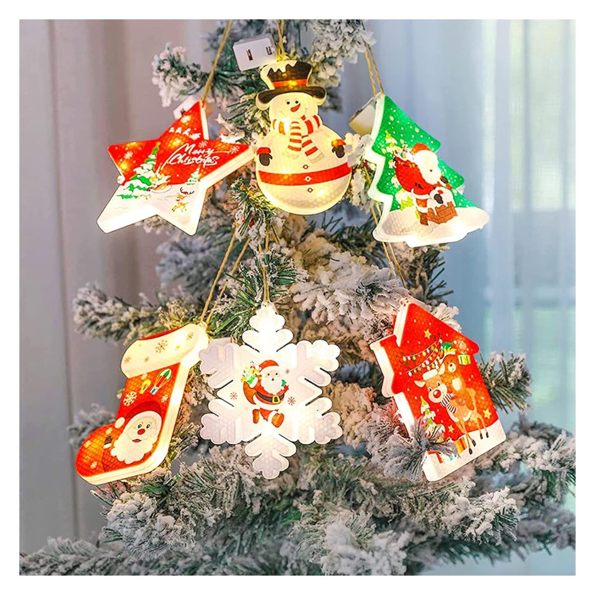 PAQUETE DE 6 LUCES NAVIDEÑAS DECORATIVAS.