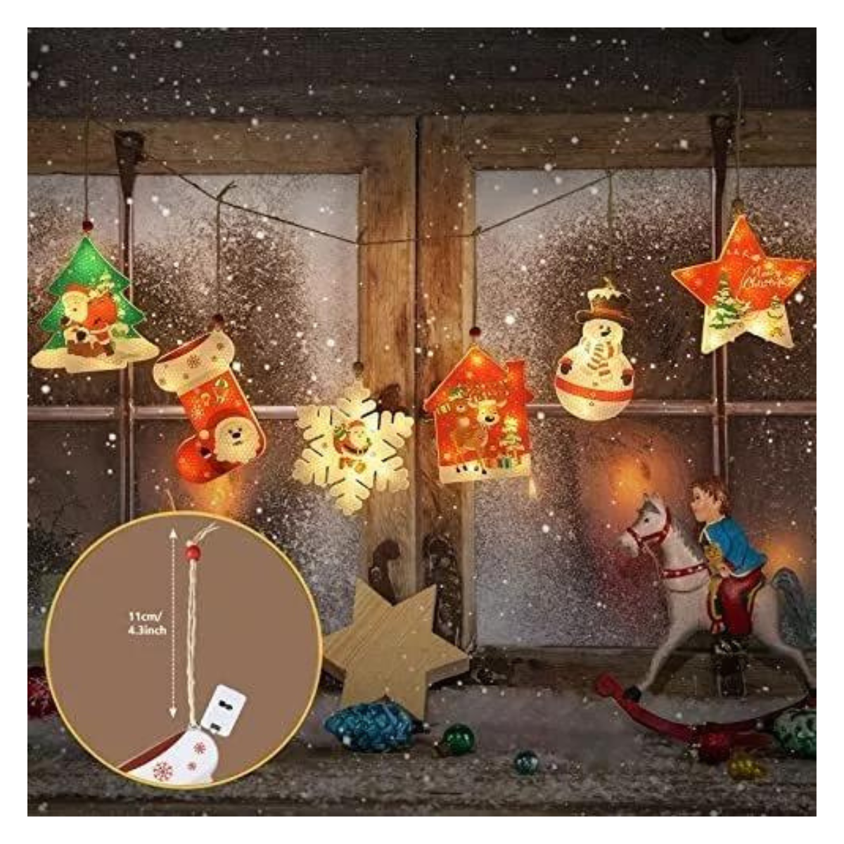 PAQUETE DE 6 LUCES NAVIDEÑAS DECORATIVAS.